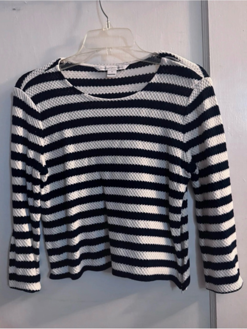 Diane Von Furstenberg Black and White Striped Crewneck Sweater